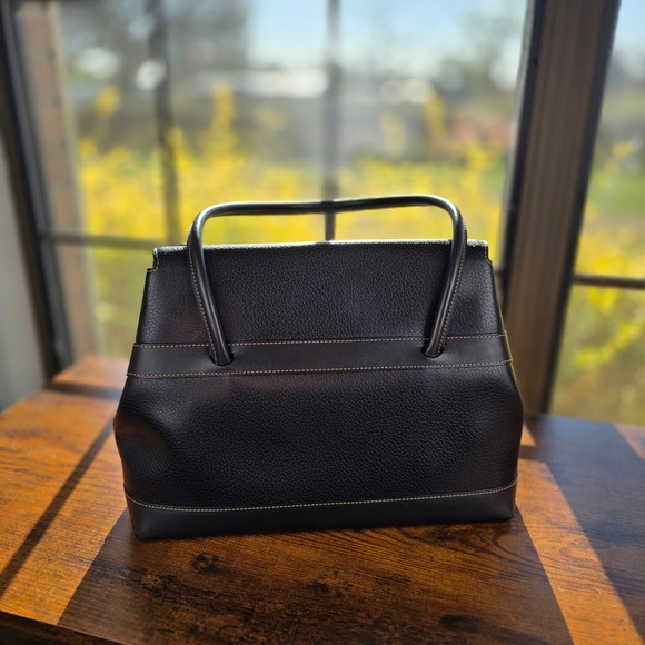 Delvaux Deux Vintage Black Grained Leather Satchel with COA - Picture 2 of 12